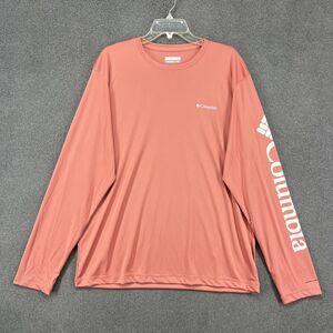 Columbia Men T Shirt Large Coral Omni-Shade UPF 50 Rapid Creek Long Sleeve